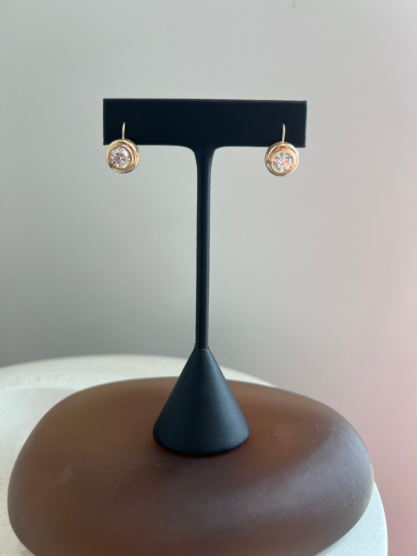 Double Bezel Gold Diamond Earrings