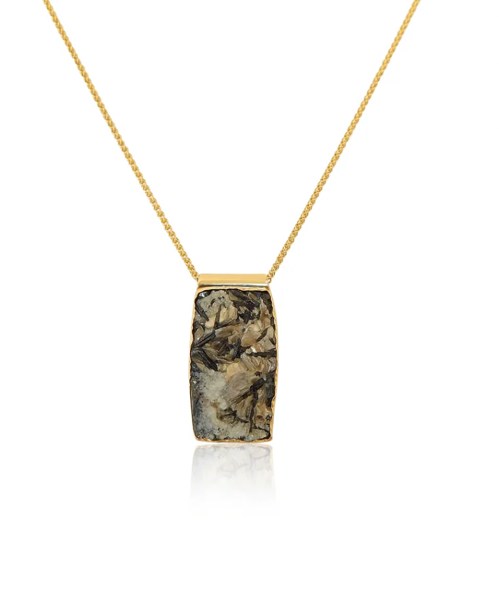 Drusy Tourmaline Gold Necklace