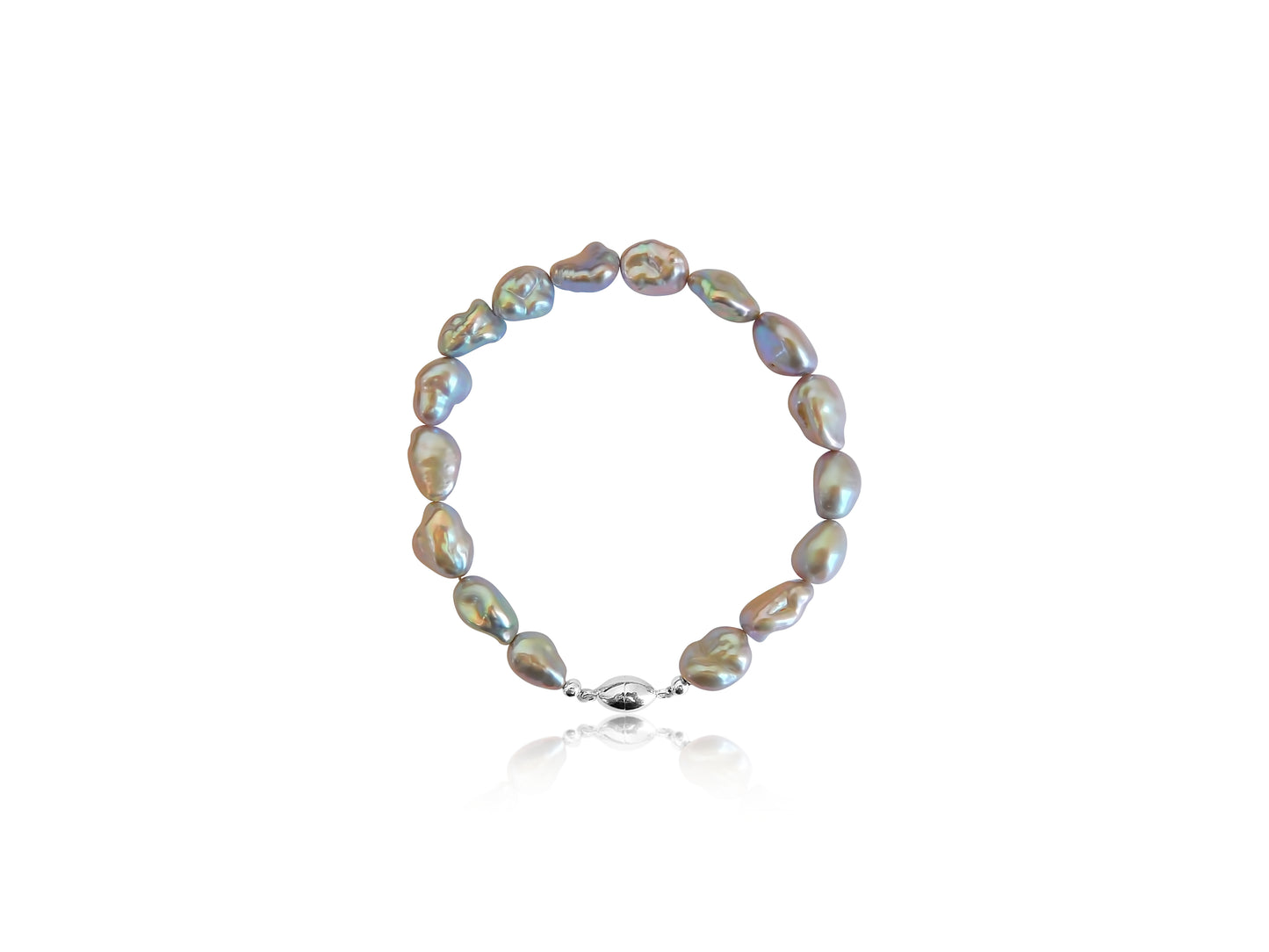 Silver Iridescence Keshi Pearl Bracelet
