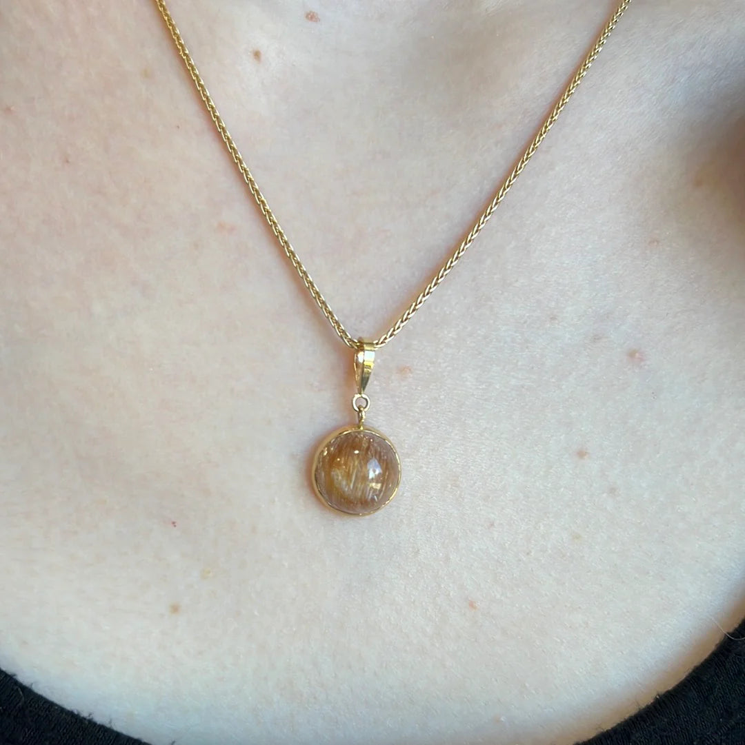 Rutilated Quartz Gold Pendant