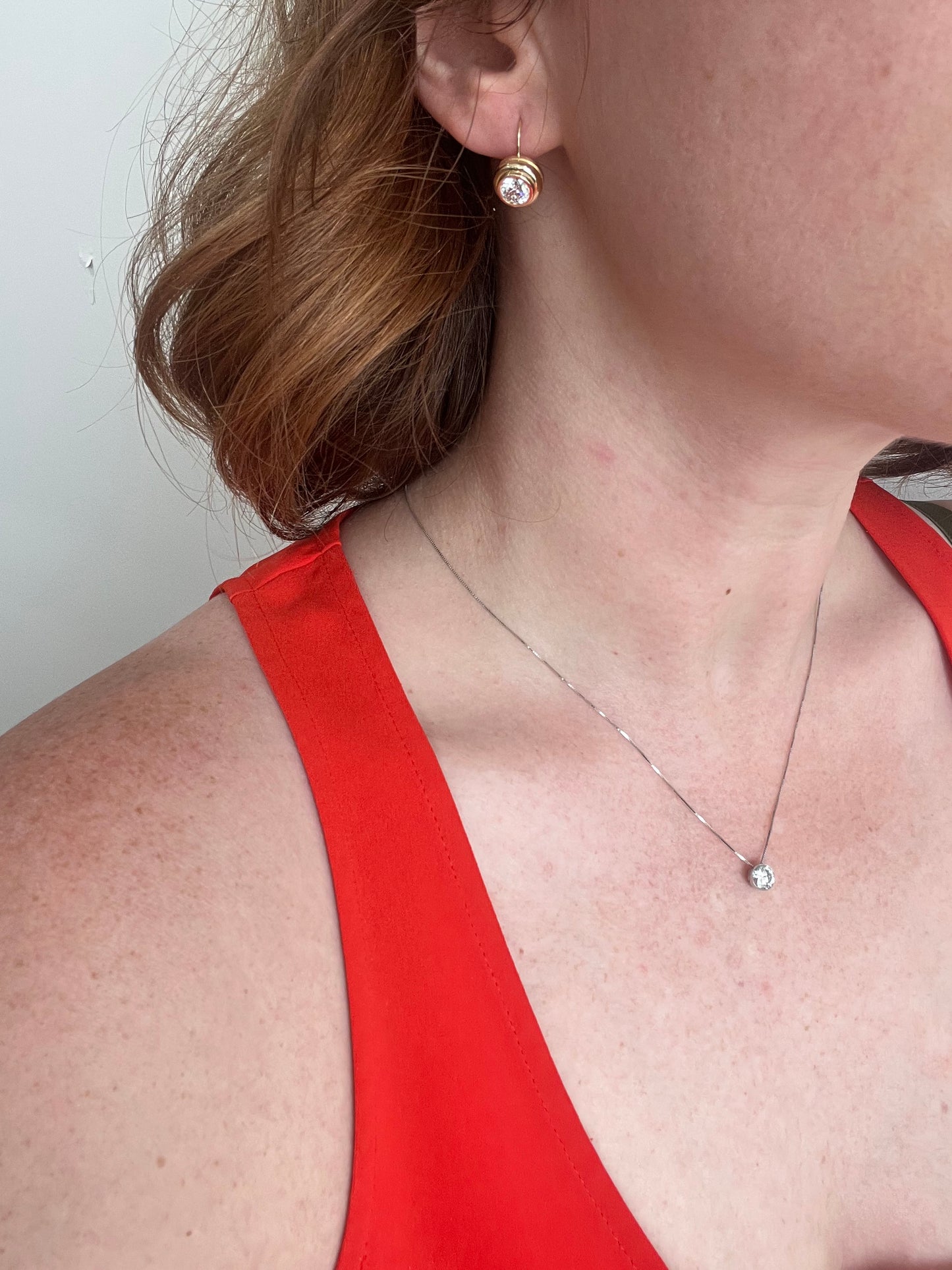 Double Bezel Gold Diamond Earrings