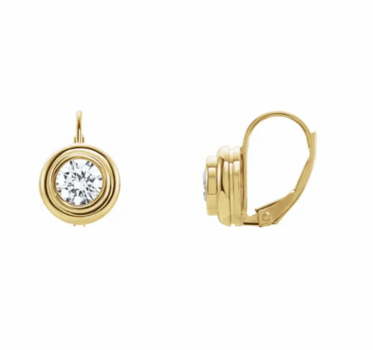 Double Bezel Gold Diamond Earrings
