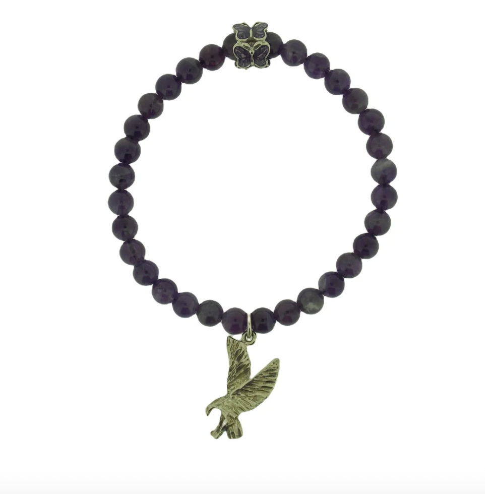 Amethyst Eagle Beaded Bracelet