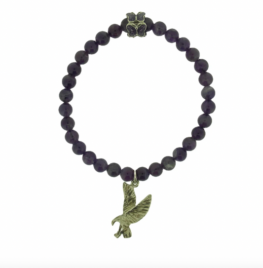 Amethyst Eagle Beaded Bracelet