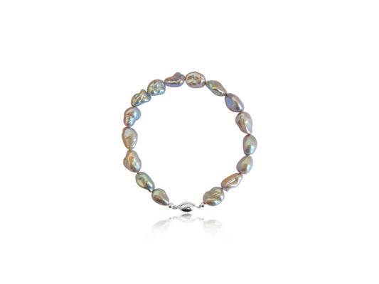 Silver Iridescence Keshi Pearl Bracelet