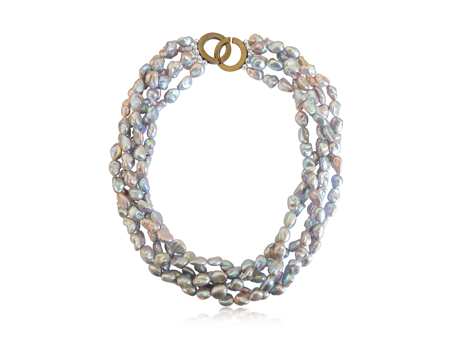 Grey Iridescence Keshi Pearl Multi Strand Necklace