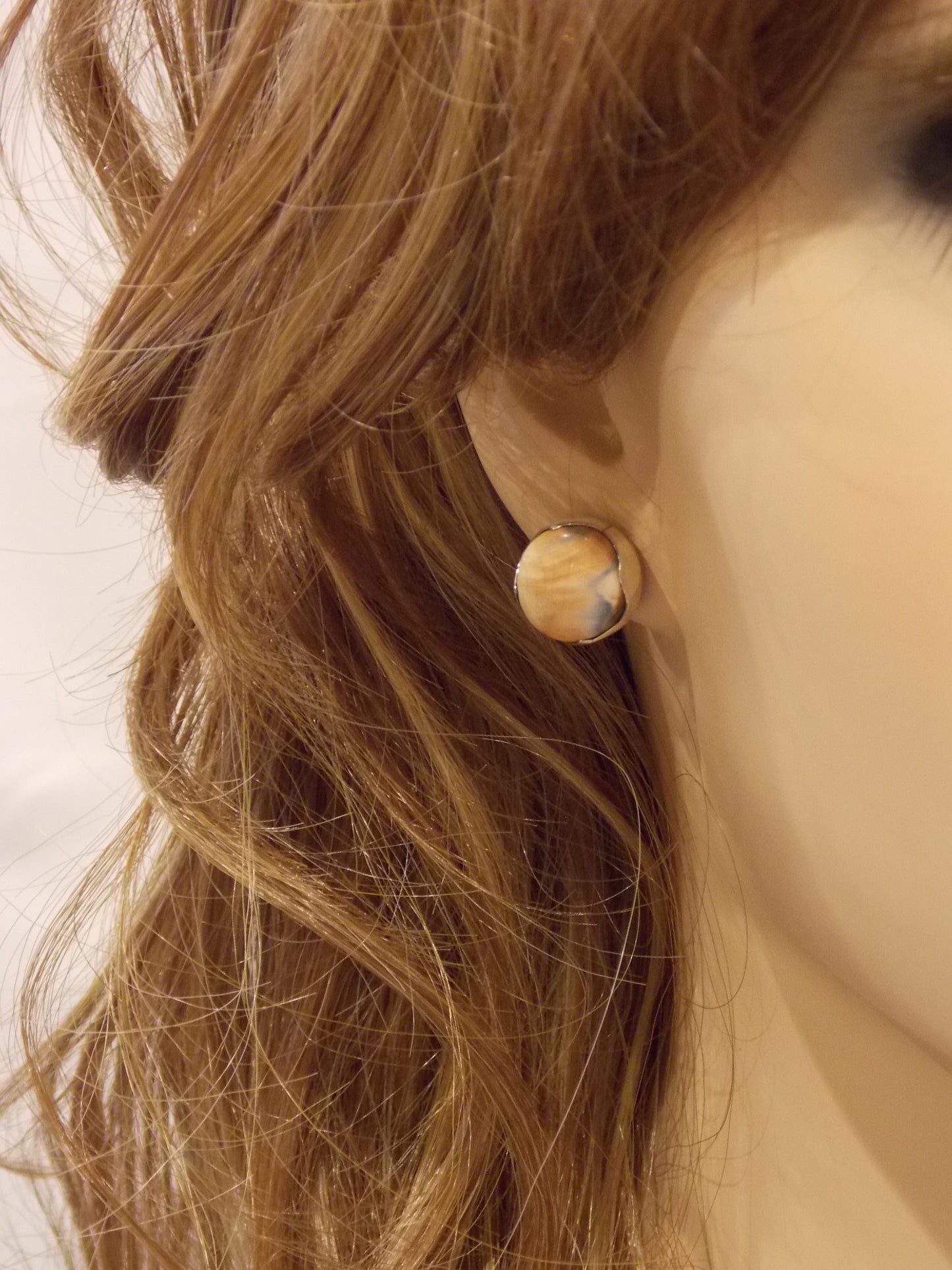Fossilized Woolly Mammoth Rust and Blue Cream Earrings