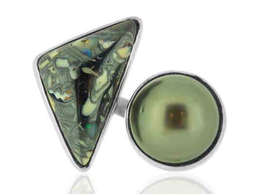 Opal and Tahitian Pearl Ring